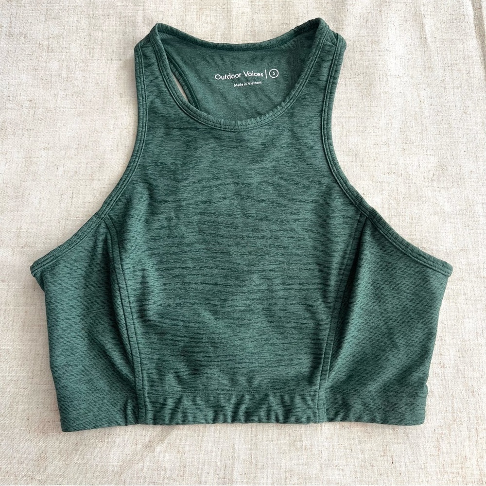 Outdoor voices Athena green crop top sports bra